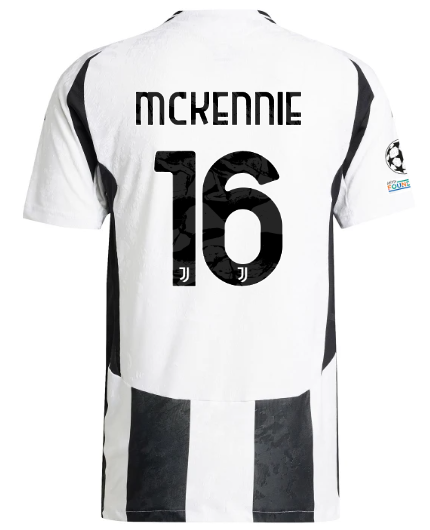 Official JUVENTUS HOME AUTHENTIC JERSEY 202425 – 16 – MCKENNIE – Champions League Pack Collection - Juventus FC Gear