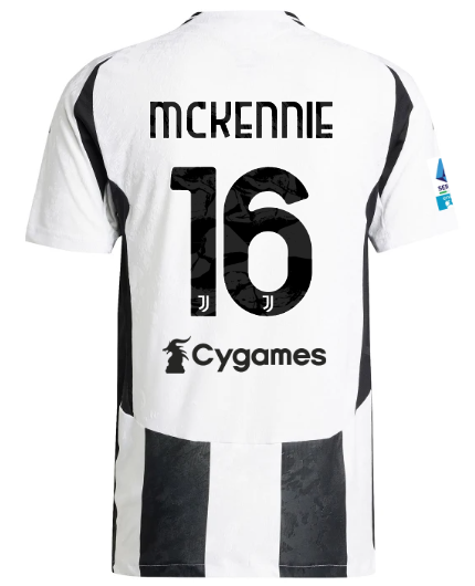 Official JUVENTUS HOME AUTHENTIC JERSEY 202425 – 16 – MCKENNIE – Serie A Pack Collection - Juventus FC Gear