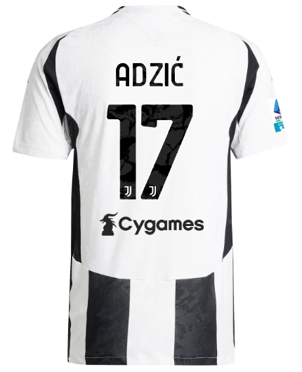 Official JUVENTUS HOME AUTHENTIC JERSEY 202425 – 17 – ADZIĆ – Serie A Pack Collection - Juventus FC Gear
