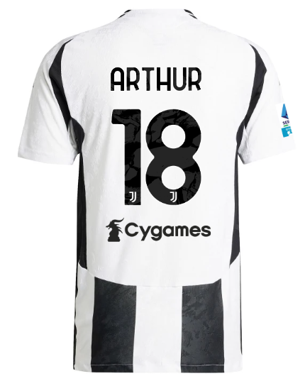 Official JUVENTUS HOME AUTHENTIC JERSEY 202425 – 18 – ARTHUR – Serie A Pack Collection - Juventus FC Gear