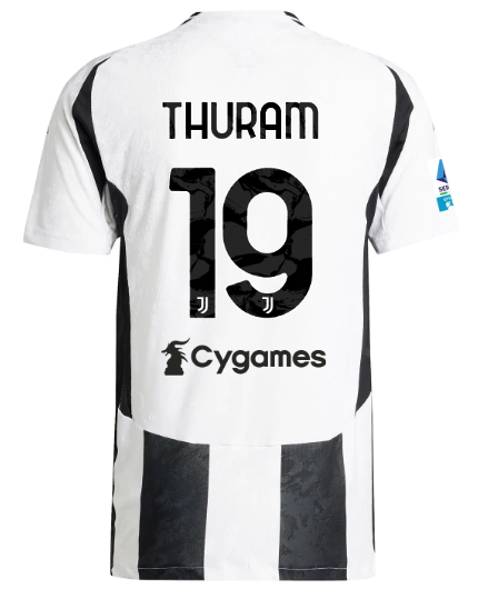 Official JUVENTUS HOME AUTHENTIC JERSEY 202425 – 19 – THURAM – Serie A Pack Collection - Juventus FC Gear