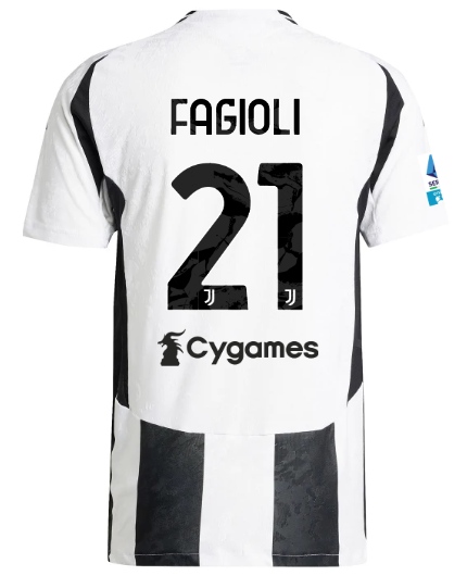 Official JUVENTUS HOME AUTHENTIC JERSEY 202425 – 21 – FAGIOLI – Serie A Pack Collection - Juventus FC Gear