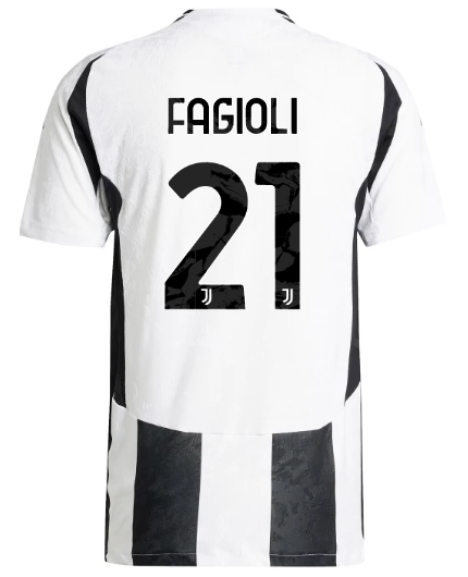 Official JUVENTUS HOME AUTHENTIC JERSEY 202425 – 21 – FAGIOLI Collection - Juventus FC Gear