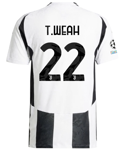 Official JUVENTUS HOME AUTHENTIC JERSEY 202425 – 22 – T.WEAH – Champions League Pack Collection - Juventus FC Gear
