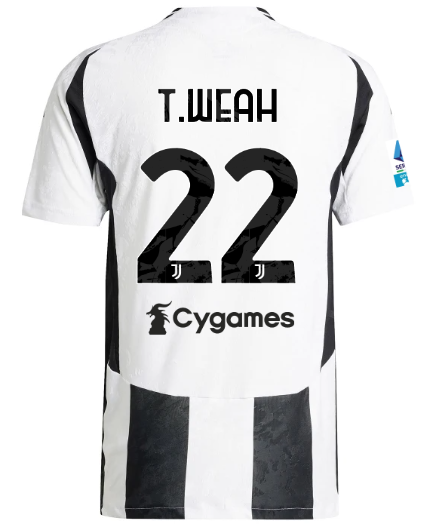 Official JUVENTUS HOME AUTHENTIC JERSEY 202425 – 22 – T.WEAH – Serie A Pack Collection - Juventus FC Gear