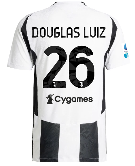 Official JUVENTUS HOME AUTHENTIC JERSEY 202425 – 26 – DOUGLAS LUIZ – Serie A Pack Collection - Juventus FC Gear