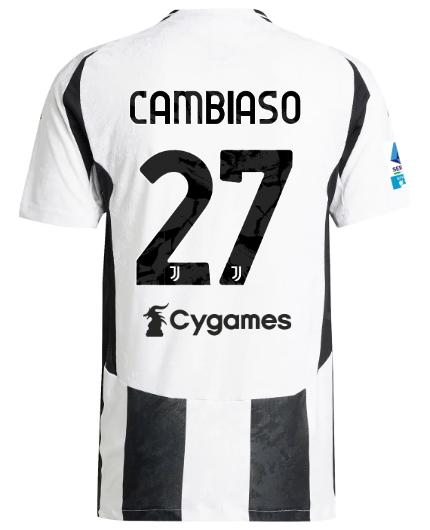 Official JUVENTUS HOME AUTHENTIC JERSEY 202425 – 27 – CAMBIASO – Serie A Pack Collection - Juventus FC Gear