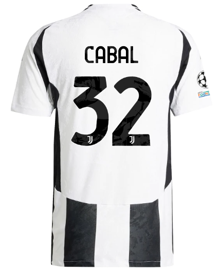 Official JUVENTUS HOME AUTHENTIC JERSEY 202425 – 32 – CABAL – Champions League Pack Collection - Juventus FC Gear