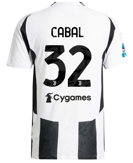 Official JUVENTUS HOME AUTHENTIC JERSEY 202425 – 32 – CABAL – Serie A Pack Collection - Juventus FC Gear