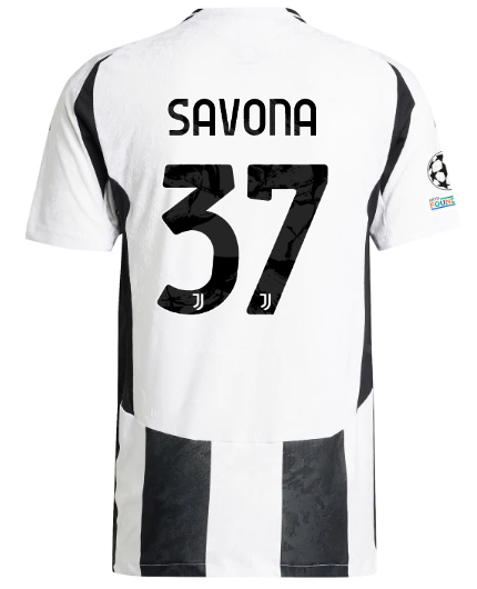Official JUVENTUS HOME AUTHENTIC JERSEY 202425 – 37 – SAVONA – Champions League Pack Collection - Juventus FC Gear