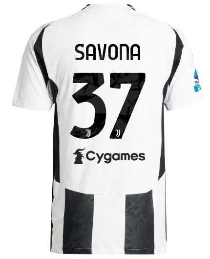 Official JUVENTUS HOME AUTHENTIC JERSEY 202425 – 37 – SAVONA – Serie A Pack Collection - Juventus FC Gear