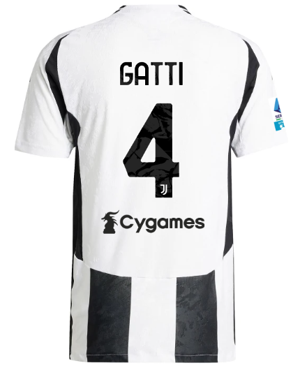Official JUVENTUS HOME AUTHENTIC JERSEY 202425 – 4 – GATTI – Serie A Pack Collection - Juventus FC Gear