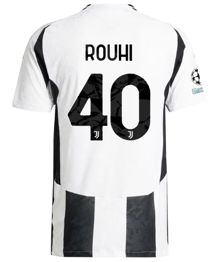 Official JUVENTUS HOME AUTHENTIC JERSEY 202425 – 40 – ROUHI – Champions League Pack Collection - Juventus FC Gear