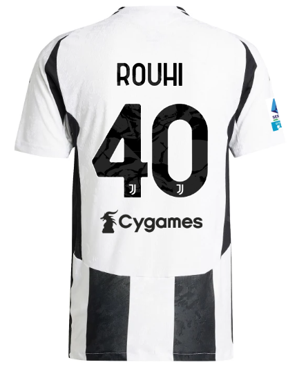 Official JUVENTUS HOME AUTHENTIC JERSEY 202425 – 40 – ROUHI – Serie A Pack Collection - Juventus FC Gear
