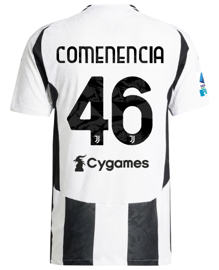 Official JUVENTUS HOME AUTHENTIC JERSEY 202425 – 46 – COMENENCIA – Serie A Pack Collection - Juventus FC Gear