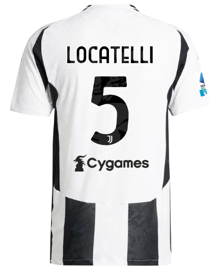 Official JUVENTUS HOME AUTHENTIC JERSEY 202425 – 5 – LOCATELLI – Serie A Pack Collection - Juventus FC Gear