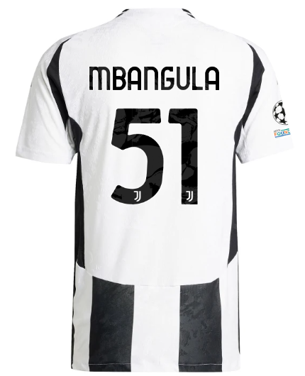 Official JUVENTUS HOME AUTHENTIC JERSEY 202425 – 51 – MBANGULA – Champions League Pack Collection - Juventus FC Gear