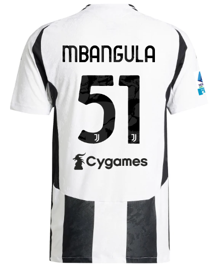 Official JUVENTUS HOME AUTHENTIC JERSEY 202425 – 51 – MBANGULA – Serie A Pack Collection - Juventus FC Gear