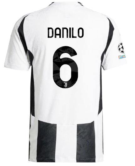 Official JUVENTUS HOME AUTHENTIC JERSEY 202425 – 6 – DANILO – Champions League Pack Collection - Juventus FC Gear