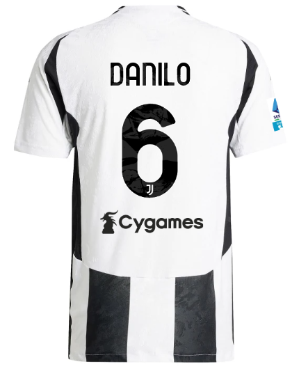 Official JUVENTUS HOME AUTHENTIC JERSEY 202425 – 6 – DANILO – Serie A Pack Collection - Juventus FC Gear