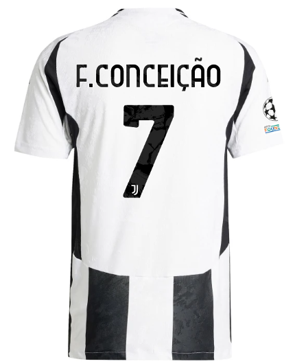 Official JUVENTUS HOME AUTHENTIC JERSEY 202425 – 7 – F.CONCEIÇÃO – Champions League Pack Collection - Juventus FC Gear