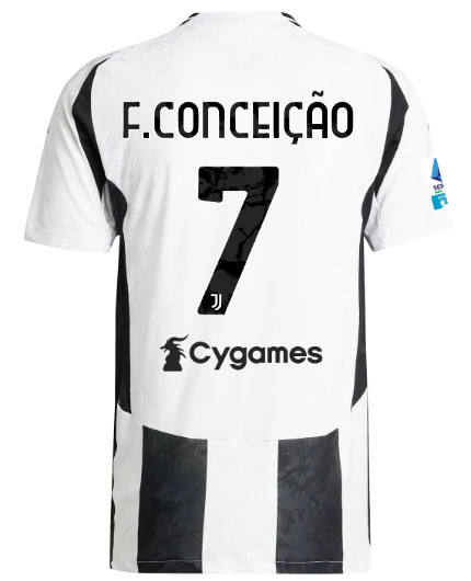 Official JUVENTUS HOME AUTHENTIC JERSEY 202425 – 7 – F.CONCEIÇÃO – Serie A Pack Collection - Juventus FC Gear