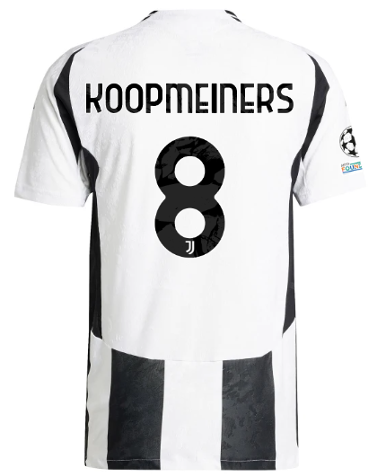 Official JUVENTUS HOME AUTHENTIC JERSEY 202425 – 8 – KOOPMEINERS – Champions League Pack Collection - Juventus FC Gear