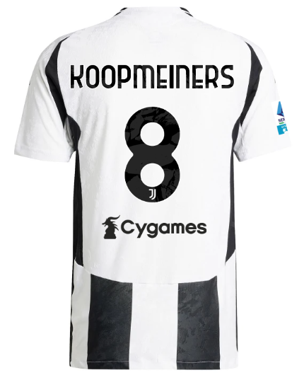 Official JUVENTUS HOME AUTHENTIC JERSEY 202425 – 8 – KOOPMEINERS – Serie A Pack Collection - Juventus FC Gear