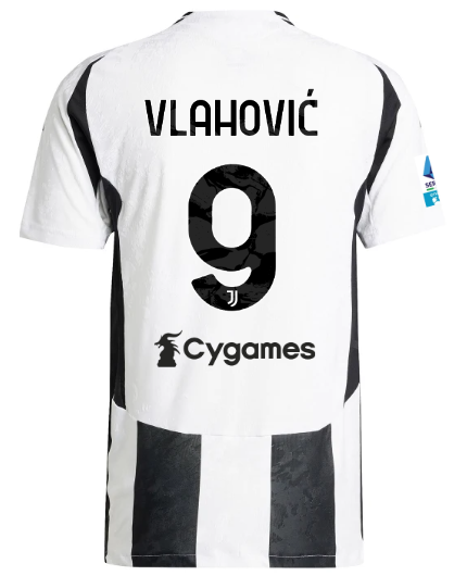 Official JUVENTUS HOME AUTHENTIC JERSEY 202425 – 9 – VLAHOVIĆ – Serie A Pack Collection - Juventus FC Gear