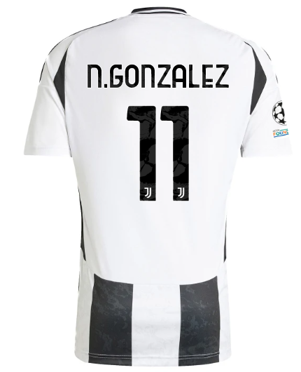 Official JUVENTUS HOME JERSEY 202425 – 11 – N.GONZALEZ – Champions League Pack Collection - Juventus FC Gear