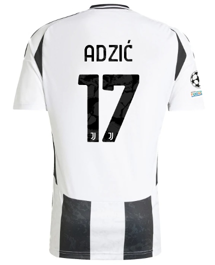Official JUVENTUS HOME JERSEY 202425 – 17 – ADZIĆ – Champions League Pack Collection - Juventus FC Gear