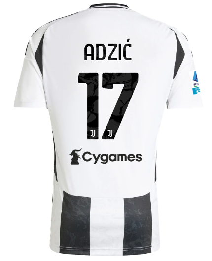 Official JUVENTUS HOME JERSEY 202425 – 17 – ADZIĆ – Serie A Pack Collection - Juventus FC Gear