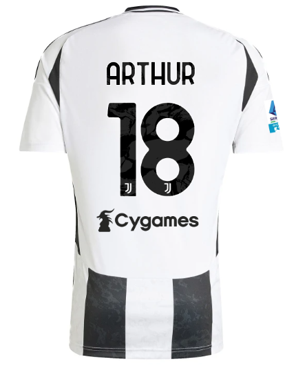 Official JUVENTUS HOME JERSEY 202425 – 18 – ARTHUR – Serie A Pack Collection - Juventus FC Gear