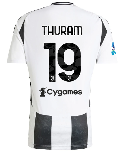 Official JUVENTUS HOME JERSEY 202425 – 19 – THURAM – Serie A Pack Collection - Juventus FC Gear