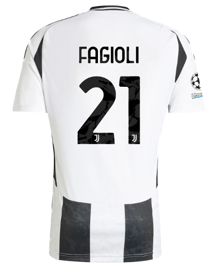 Official JUVENTUS HOME JERSEY 202425 – 21 – FAGIOLI – Champions League Pack Collection - Juventus FC Gear