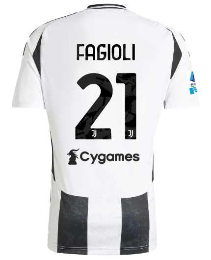 Official JUVENTUS HOME JERSEY 202425 – 21 – FAGIOLI – Serie A Pack Collection - Juventus FC Gear