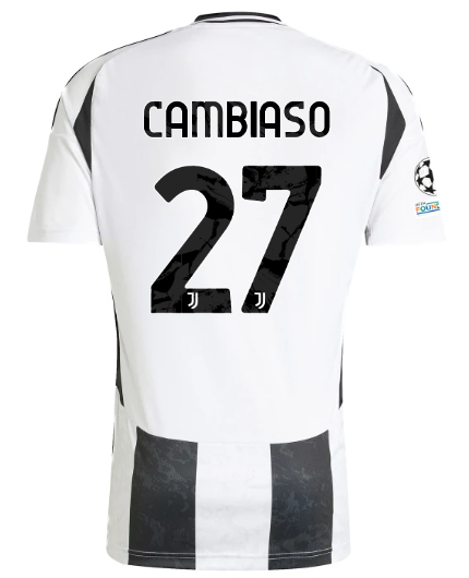 Official JUVENTUS HOME JERSEY 202425 – 27 – CAMBIASO – Champions League Pack Collection - Juventus FC Gear