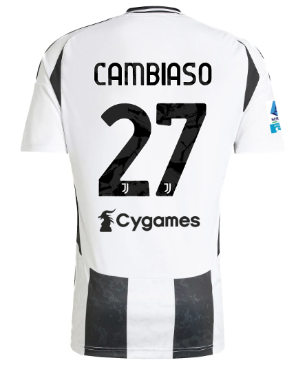 Official JUVENTUS HOME JERSEY 202425 – 27 – CAMBIASO – Serie A Pack Collection - Juventus FC Gear