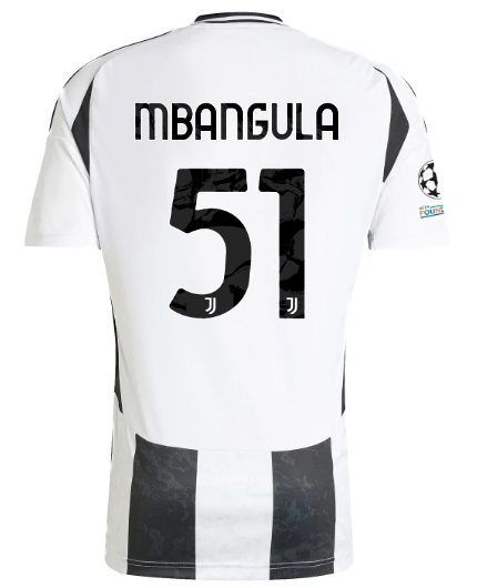 Official JUVENTUS HOME JERSEY 202425 – 51 – MBANGULA – Champions League Pack Collection - Juventus FC Gear