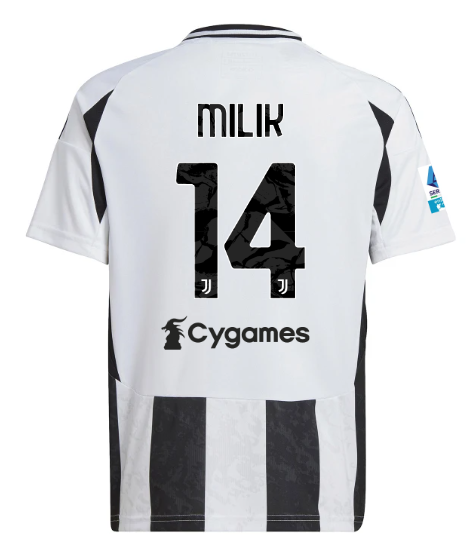 Official JUVENTUS HOME JERSEY 202425 – KIDS – 14 – MILIK – Serie A Pack Collection - Juventus FC Gear