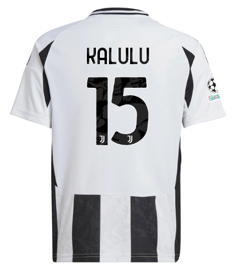 Official JUVENTUS HOME JERSEY 202425 – KIDS – 15 – KALULU – Champions League Pack Collection - Juventus FC Gear