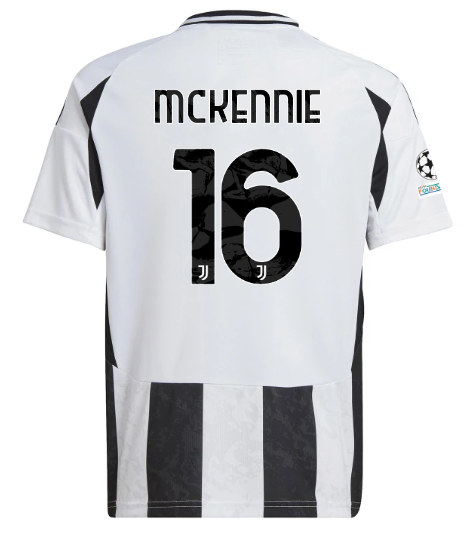 Official JUVENTUS HOME JERSEY 202425 – KIDS – 16 – MCKENNIE – Champions League Pack Collection - Juventus FC Gear