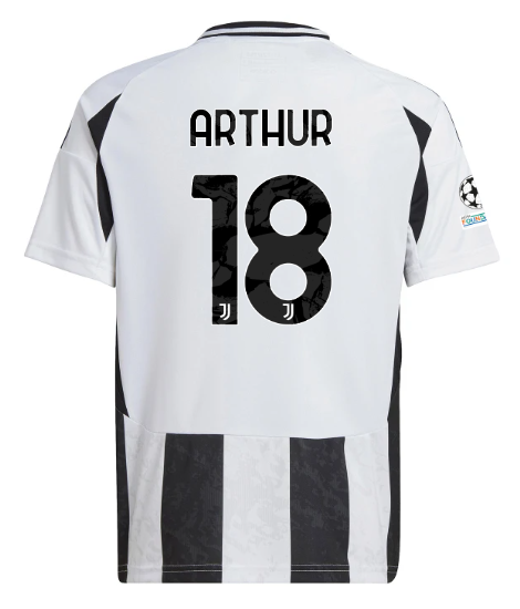Official JUVENTUS HOME JERSEY 202425 – KIDS – 18 – ARTHUR – Champions League Pack Collection - Juventus FC Gear