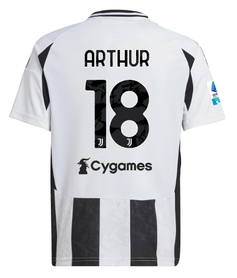 Official JUVENTUS HOME JERSEY 202425 – KIDS – 18 – ARTHUR – Serie A Pack Collection - Juventus FC Gear