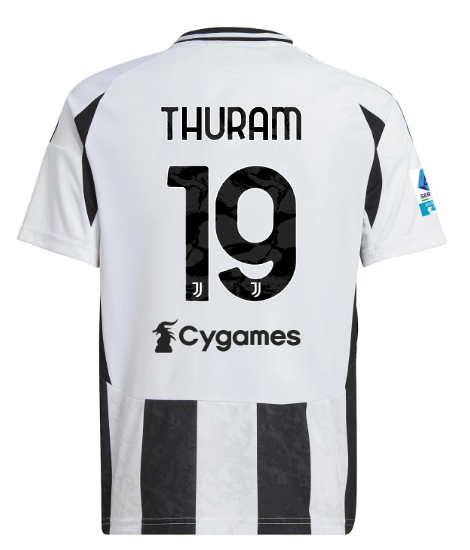 Official JUVENTUS HOME JERSEY 202425 – KIDS – 19 – THURAM – Serie A Pack Collection - Juventus FC Gear