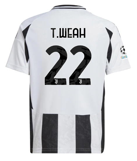 Official JUVENTUS HOME JERSEY 202425 – KIDS – 22 – T.WEAH – Champions League Pack Collection - Juventus FC Gear