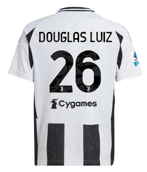 Official JUVENTUS HOME JERSEY 202425 – KIDS – 26 – DOUGLAS LUIZ – Serie A Pack Collection - Juventus FC Gear