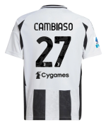 Official JUVENTUS HOME JERSEY 202425 – KIDS – 27 – CAMBIASO – Serie A Pack Collection - Juventus FC Gear