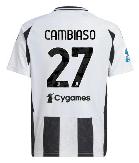 Official JUVENTUS HOME JERSEY 202425 – KIDS – 27 – CAMBIASO – Serie A Pack Collection - Juventus FC Gear