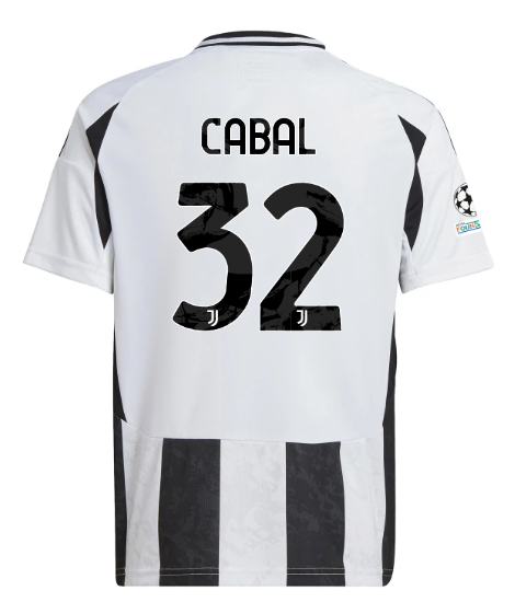 Official JUVENTUS HOME JERSEY 202425 – KIDS – 32 – CABAL – Champions League Pack Collection - Juventus FC Gear
